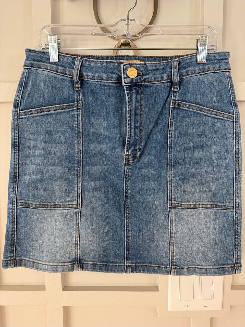 Kut from the Kloth Blue Denim Patch-Pocket Mini Skirt